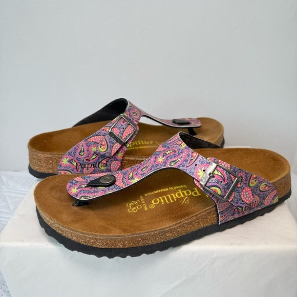 Papillio By Birkenstock Gizeh Cork Footbed Thong Paisley Sandal Size 38 - Picture 9 of 10